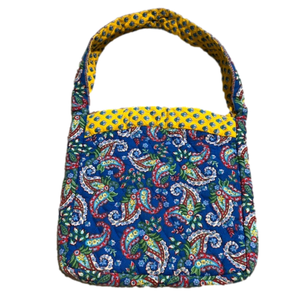 Handmade Quilted Paisley Yellow/Blue Shoulder Purse
